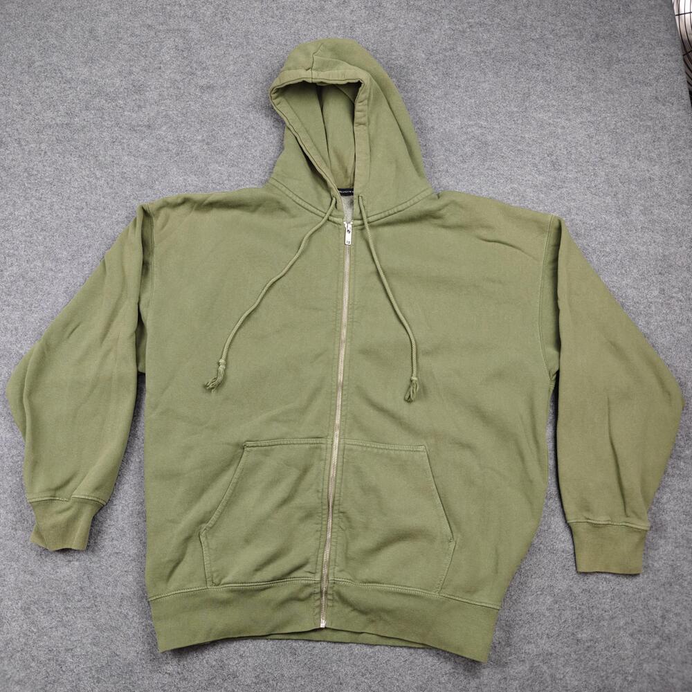 Brandy Melville Hoodie Womens One Size Green Full Zip Hooded Lined Heavyweight